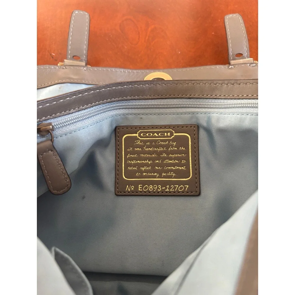 Coach Parker Grey‎ Leather Wristlet Clutch Bag E0893-12707 Vintage Y2K Brass